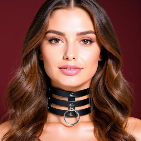 Collar Ancho con Aro Cuero Vegano Talla Unica