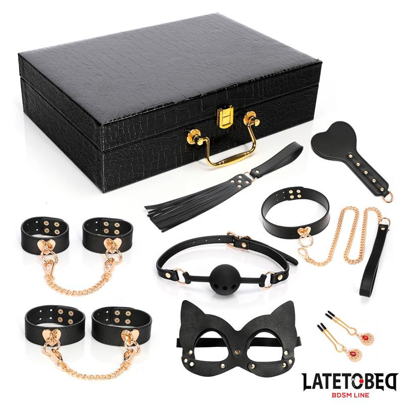 Kit Bondage de 8 Pz Cuero con Maletin de Almacenaje