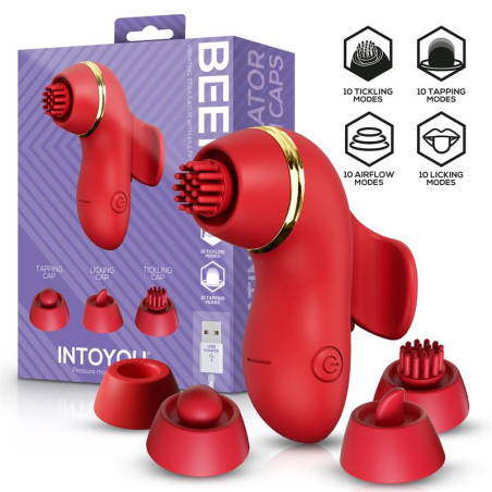 Beeny Estimulador con 4 Cabezales Succion Tapping Tickling y Licking