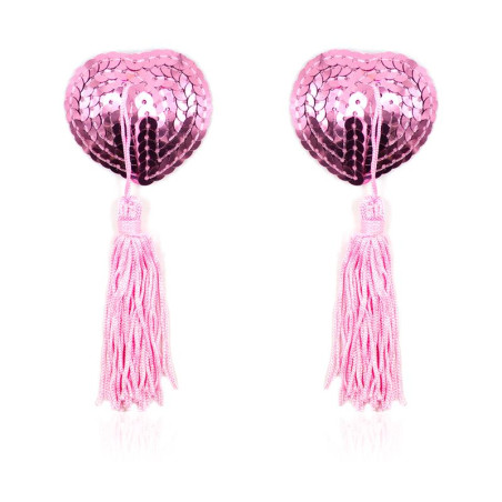Pezoneras Autoadhesivas Forma de Corazon con Lentejuelas Rosa