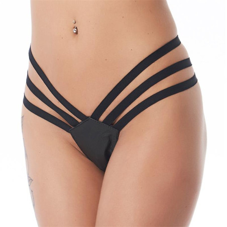 Tanga Cuero Negro Talla Unica