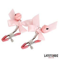 Pinzas para Pezones Lazo y Cascabel Rosa