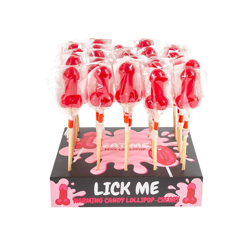 Display Piruleta Pene Cereza Efecto Calor Picante 40pcs