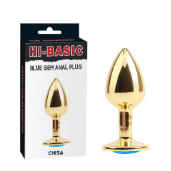 Plug Anal Dorado con Gema Azul