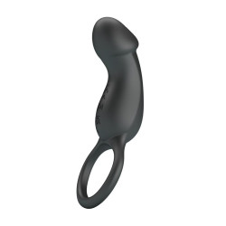 Trae Anillo Vibrador Silicona USB Negro