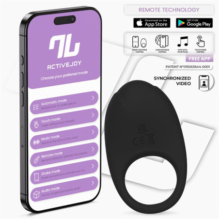 Ringo Anillo Vibrador con APP Unibody Negro